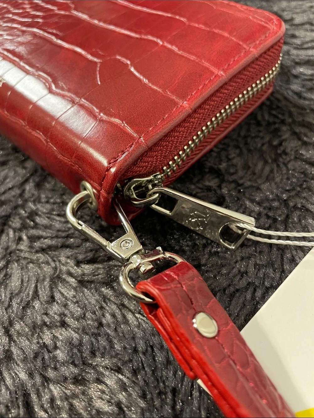 Croc-Embossed CXL by Christian LaCroix Zip Wristlet Wallet Case Red
